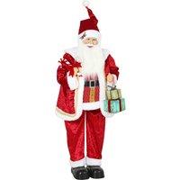HOMCOM 120cm Life Size Singing Dancing Santa Claus, Standing Musical Animated Santa with Gift and Candy Cane, Posable Arms, Handcrafted, Sound Touch Activated, Moving Christmas Figure Decoration