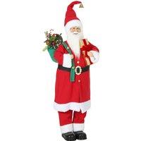 HOMCOM 4ft Singing Dancing Santa Claus, Standing Christmas Animated Santa Figure with Gift and Sack, Sound/Touch Activated