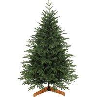 HOMCOM 150cm Artificial Christmas Tree Full Hinged Xmas Tree Solid Pine Wood Stand, Green