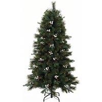 HOMCOM 5ft Artificial Christmas Tree, Fir Hinged Xmas Tree with 490 Branch Tips, Foldable Metal Stand, Easy Assembly, Green