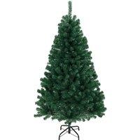 HOMCOM 5ft Artificial Christmas Tree, Fir Hinged Xmas Tree with 420 Branch Tips, Foldable Steel Stand, Green