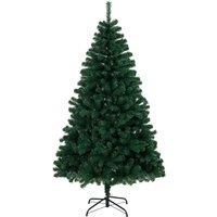 HOMCOM 6ft Artificial Christmas Tree, Fir Hinged Xmas Tree with 700 Branch Tips, Foldable Steel Stand, Green