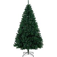 HOMCOM 7ft Artificial Christmas Tree, Fir Hinged Xmas Tree with 1100 Branch Tips, Foldable Steel Stand, Green