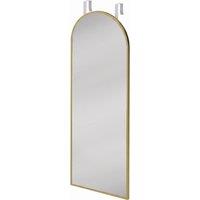 HOMCOM 40 x 110 cm Full Length Hanging Mirror, Arched Mirror with Adjustable Hooks, Over-the-Door or Wall-Mounted, Gold Tone
