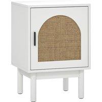 HOMCOM Rattan Bedside Table for Bedroom - White