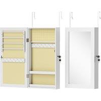 HOMCOM Jewelry Cabinet, Jewelry Storage Cabinet with Mirror, White