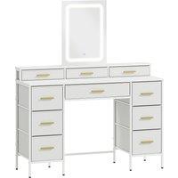 HOMCOM Multi-Storage Elegant Dressing Table, with LED Mirror - White