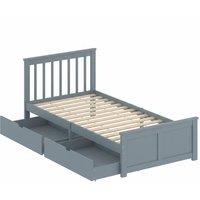 HOMCOM Pine Storage Bed, 3ft Single Solid Wooden Bed Frame with Drawers, Headboard, Wood Slat Support, Grey
