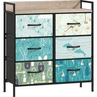 HOMCOM 6-Drawer Chest of Drawers - Blue