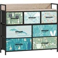HOMCOM 7-Drawer Chest of Drawers - Blue