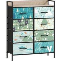 HOMCOM 8-Drawer Chest of Drawers - Blue