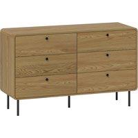 HOMCOM Chest of Drawers, 6 Drawer Dresser - Oak