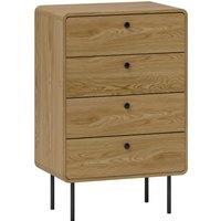 HOMCOM Modern Chest of Drawers with 4 Drawers - Oak