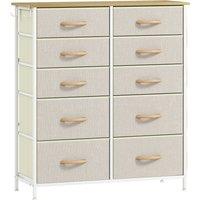 HOMCOM Chest of Ten Fabric Drawers - Beige