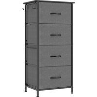 HOMCOM Chest of Drawers, Dresser with 4 Fabric Drawers, 4 Pockets, 2 Hooks and Steel Frame, Storage Unit, Grey