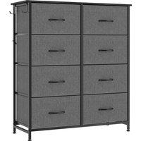 HOMCOM Chest of Drawers, Dresser for Bedroom with 8 Fabric Drawers, Tall Storage Unit w/ Side Storage Bag, Grey