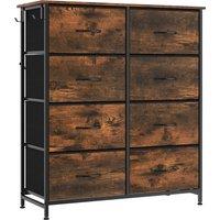 HOMCOM Chest of Drawers, Dresser for Bedroom with 8 Fabric Drawers, Tall Storage Unit w/ Side Storage Bag, Rustic Brown
