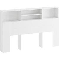 HOMCOM King-Size Headboard with Storage, Freestanding Bed Headboard with 4 Open Compartments for Bedroom, White