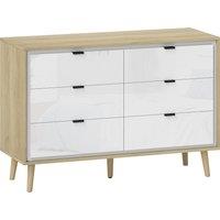 HOMCOM Storage Cabinet, Chest of Drawers with 6 Drawers and 5 Legs for Bedroom, High Gloss White