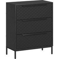 HOMCOM Chest of Drawers, Dresser with 3 Fabric Drawers and Aluminium Handles - Black