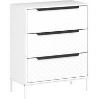 HOMCOM Chest of Drawers, Dresser with 3 Fabric Drawers and Aluminium Handles - White