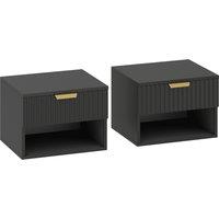 HOMCOM Floating Nightstands Set of 2, Modern Wall Mounted Bedside Tables, Black