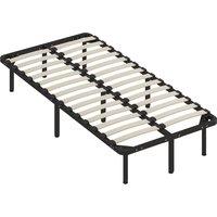 HOMCOM 3ft Single Bed Frame, Metal Platform Bed Frame with 2 x 14 Wood Slats, No Box Spring Needed, Underbed Storage, Black
