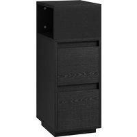 HOMCOM Slim Bedside Table, Narrow Bedside Cabinet with Open Shelf and 2 Drawers for Bedroom, Living Room, Black