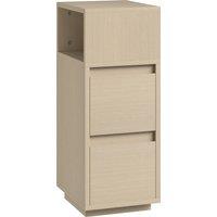 HOMCOM Slim Bedside Table, Narrow Bedside Cabinet with Open Shelf and 2 Drawers for Bedroom, Living Room, Natural Wood Finish