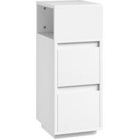 HOMCOM Slim Bedside Table, Narrow Bedside Cabinet with Open Shelf and 2 Drawers for Bedroom, Living Room, White