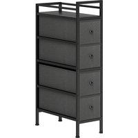 HOMCOM 4 Drawer Fabric Dresser Chest of Drawers, Slim Storage Cabinet with Steel Frame for Small Spaces, Bedroom, Black