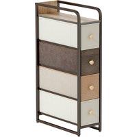 HOMCOM 4-Drawer Storage Organiser Unit, Chest of Drawers with Steel Frame for Bedroom, Living Room, Mixed-Brown