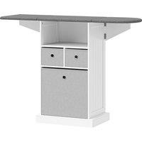 HOMCOM Ironing Board Cabinet on Wheels with Ironable and Foldable Top, Mobile Storage Cabinet with Ironing Board, White