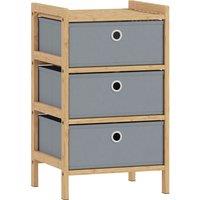HOMCOM Chest of Drawers, 3 Fabric Drawers Narrow Dresser with Bamboo Frame, Light Grey