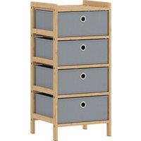 HOMCOM Chest of Drawers, 4 Fabric Drawers Narrow Dresser with Bamboo Frame, Light Grey