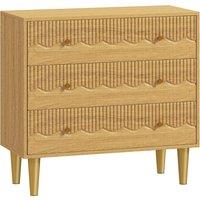 HOMCOM Dresser for Bedroom 3 Drawer Chest of Drawers with Steel Frame for Living Room in Oak