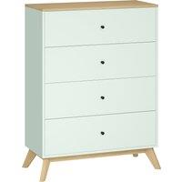 HOMCOM 4 Drawer Storage Cabinet, Chest of Drawers for Bedroom Living Room, Light Green and Oak