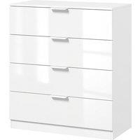 HOMCOM High Gloss 4-Drawer Chest of Drawers, Space-Saving Bedroom Storage Unit with Smooth Runners, White