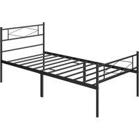 HOMCOM 3ft Single Bed Frame with Headboard and Footboard, Metal Platform Bed Frame with 32 cm Underbed Storage, Black