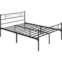 HOMCOM 4ft6 Double Bed Frame with Headboard and Footboard, Metal Platform Bed Frame with 32 cm Underbed Storage, Black
