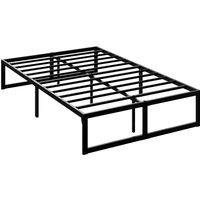 HOMCOM 4ft Small Double Bed Frame with Underbed Storage and Steel Slat Support, 32.5 cm Height, Noise-Free, Black