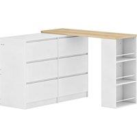 HOMCOM Vanity Table, Dressing Table with 6 Drawers and 3-Tier Shelf for Women and Girls, White