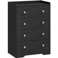 HOMCOM 4 Drawer Chest of Drawers, Modern Dresser for Bedroom, Storage Cabinet for Living Room Entryway, Black Wood Effect