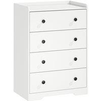 HOMCOM 4 Drawer Chest of Drawers, Modern Dresser for Bedroom, Storage Cabinet for Living Room Entryway, White Wood Effect