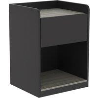 HOMCOM Modern Bedside Table, Slim Nightstand with Drawer, Shelf and Cable Holes, Black and Grey Wood Effect