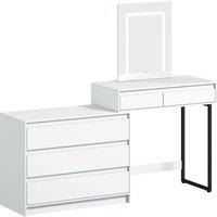HOMCOM Vanity Makeup Desk LED Mirror Dressing Table Large Storage 5 Drawers White