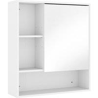 HOMCOM Bathroom Mirror Cabinet, Wall-Mounted Bathroom Cabinet with Mirror Door, Adjustable Shelves, White