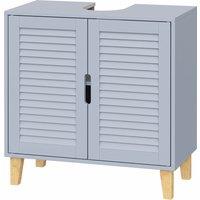 HOMCOM Under Sink Bathroom Cabinet Adjustable Shelf Under Sink Cabinet 2 Louvered Doors, Grey