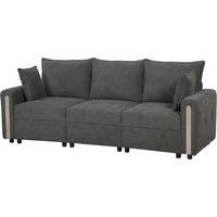 HOMCOM 3 Seater Sofa with Lift-Up Storage, 228cm Comfy Velvet Couch with Wide Deep Seat, Dark Grey