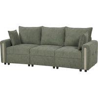 HOMCOM 3 Seater Sofa with Lift-Up Storage, 228cm Comfy Velvet Couch with Wide Deep Seat, Dark Green